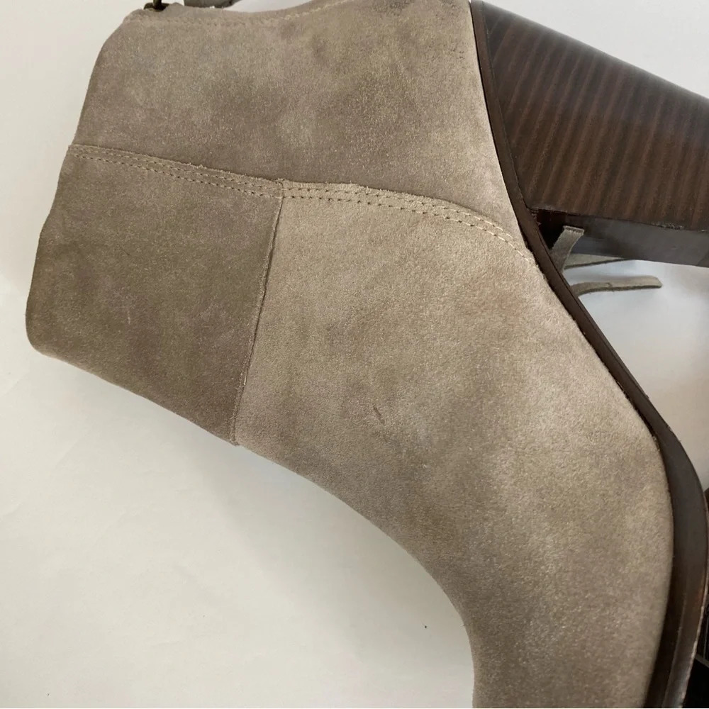 ASH Stone Suede Leather QUICK Pull On Fringe Stacked Heel Boots EU‎ 38 - Picture 3 of 13